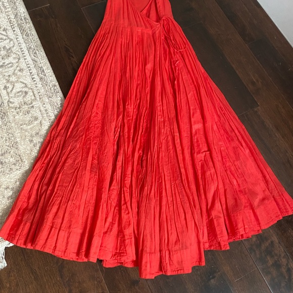 Red Indian Cotton Dancing Swirl Cocktail Dress - Picture 8 of 10